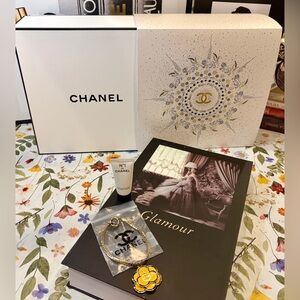 CHANEL Up-cycled Gold-Tone Bracelet Yellow Camellia Pendant CHANEL Stamped & Box